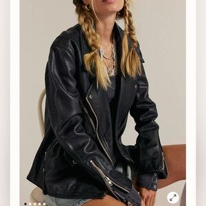 Free People We The Free Genuine Leather Moto Jacket - XS